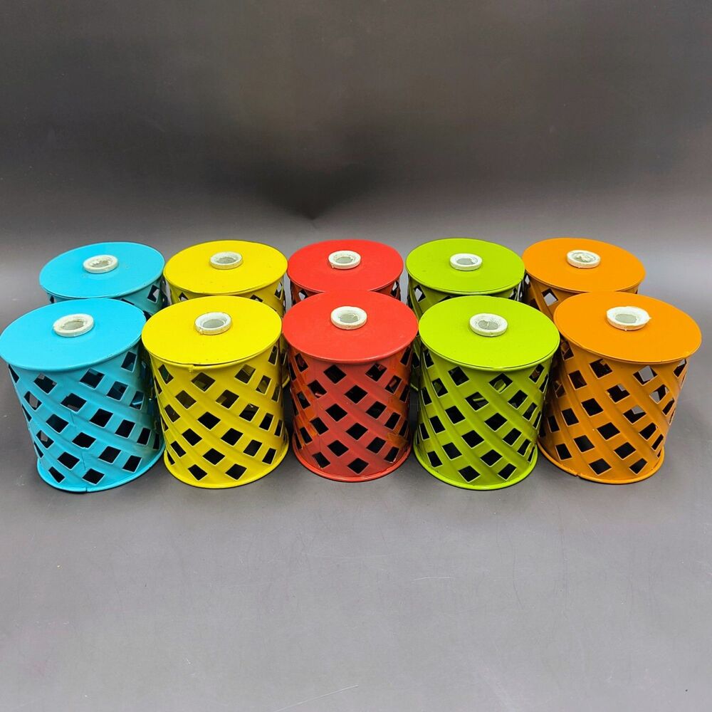 Lot of 10 Metal Lattice String Light Covers for Patio Garden Lights Multicolor